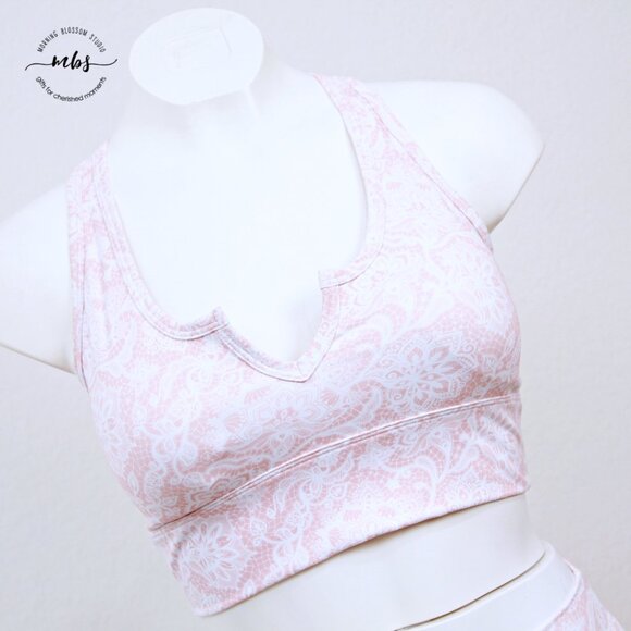 NWT Bundle of Noire Blanc Floral Workout Bra & Leggings Orange Pink White Women - Picture 9 of 12
